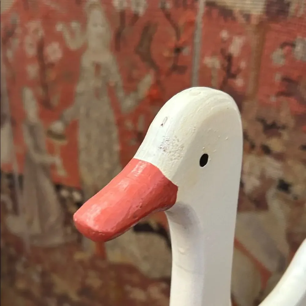 Vintage Handcrafted Wooden Duck Figurine Mounted on a Wooden Box